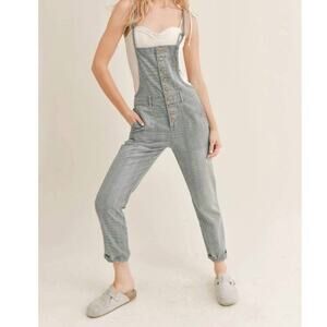 Sage the Label Mood Ring Stripe Denim Overalls Women's S Med Wash 100% Cotton